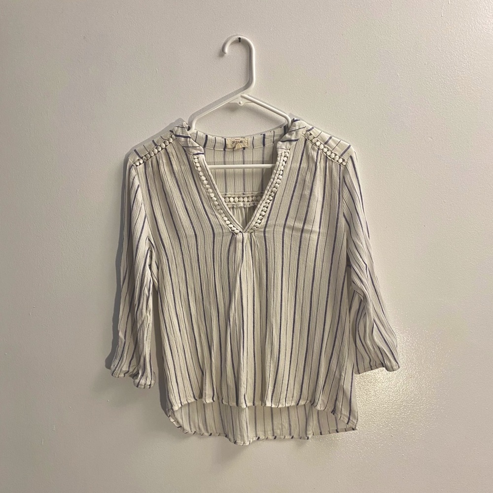 White and Blue Striped Blouse